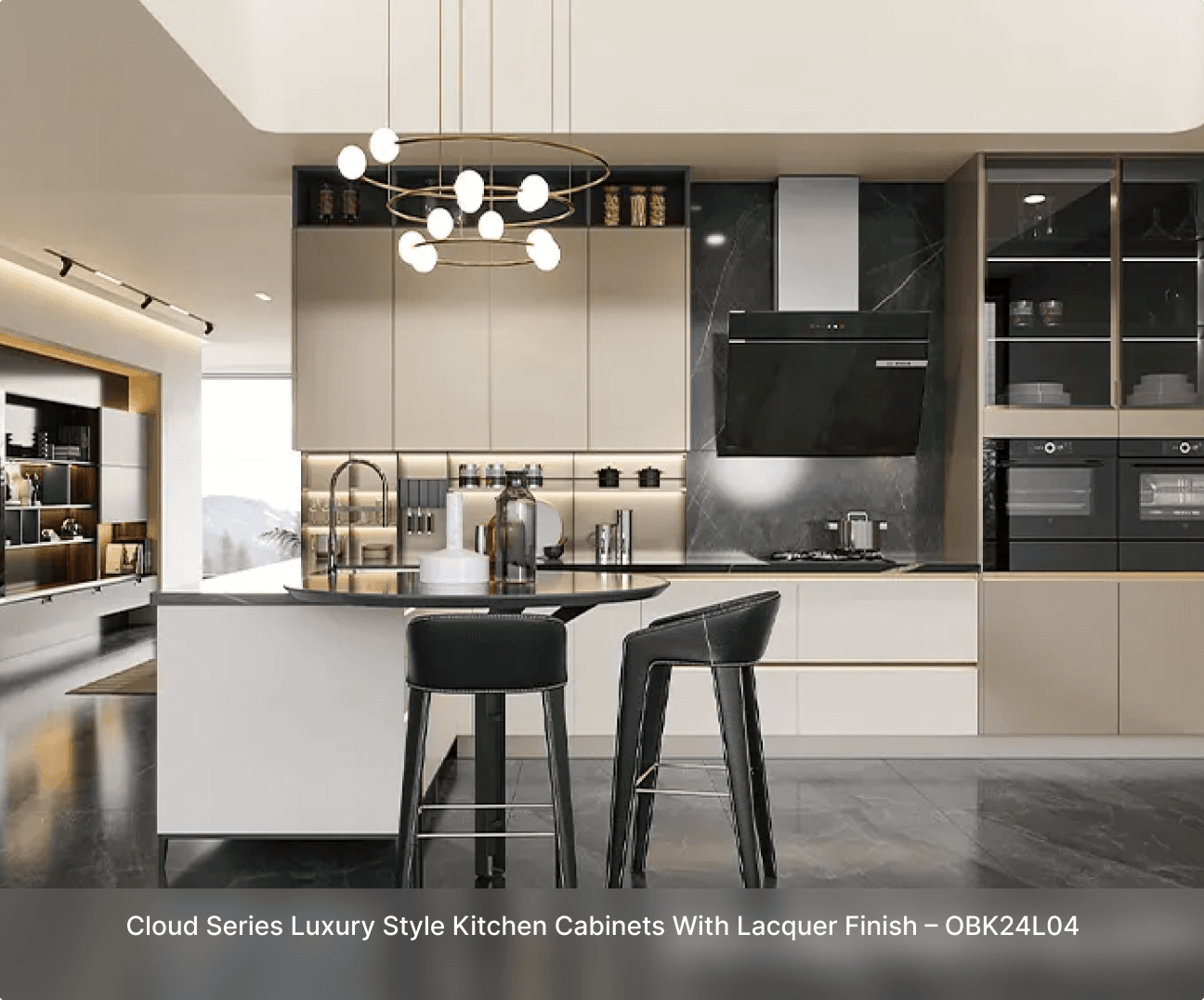 Cloud Series Luxury Style Kitchen Cabinets With Lacquer Finish – OBK24L04