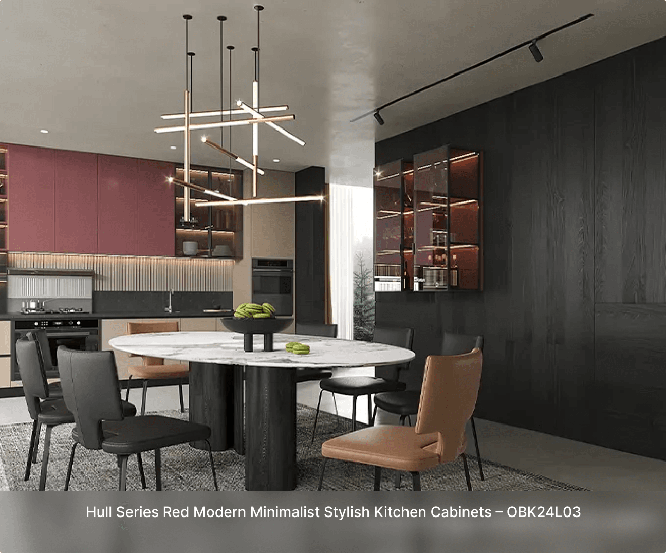 Hull Series Red Modern Minimalist Stylish Kitchen Cabinets – OBK24L03